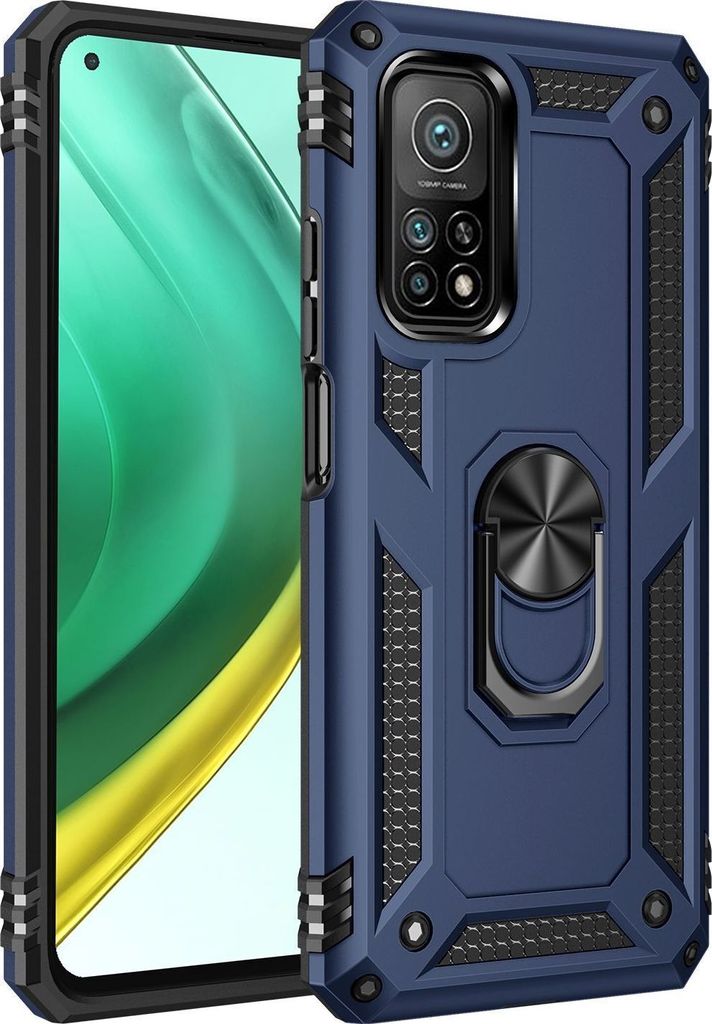Mobigear Armor Ring Xiaomi Mi 10T Pro Hülle Hardcase Backcover Stoßfest mit Ringhalter - Blau