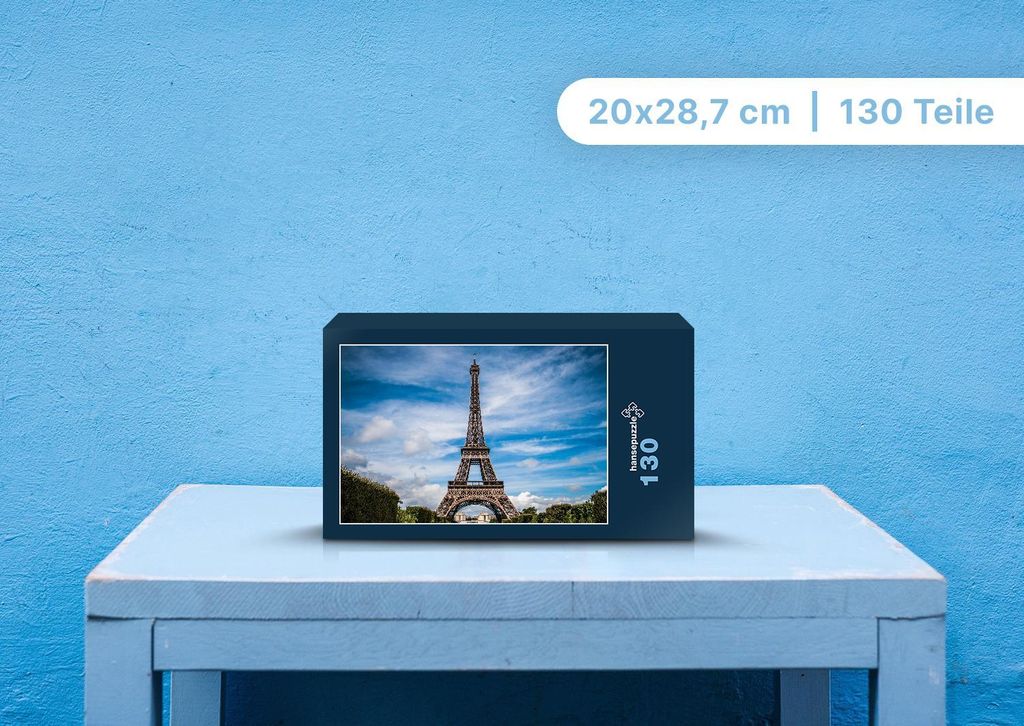 hansepuzzle 107532 - Paris Puzzle, 130 Teile, Reisen, 28,7 x 20,0cm mit hochwertiger Aufbewahrung, Kartonbox und wiederverschließbarem Beutel