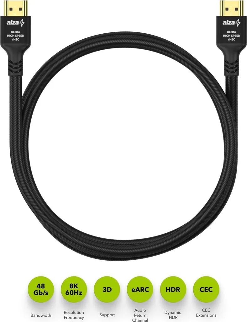 Câble HDMI 2.1 8K AlzaPower AluCore 1m : Finies les Pertes de Signal TV