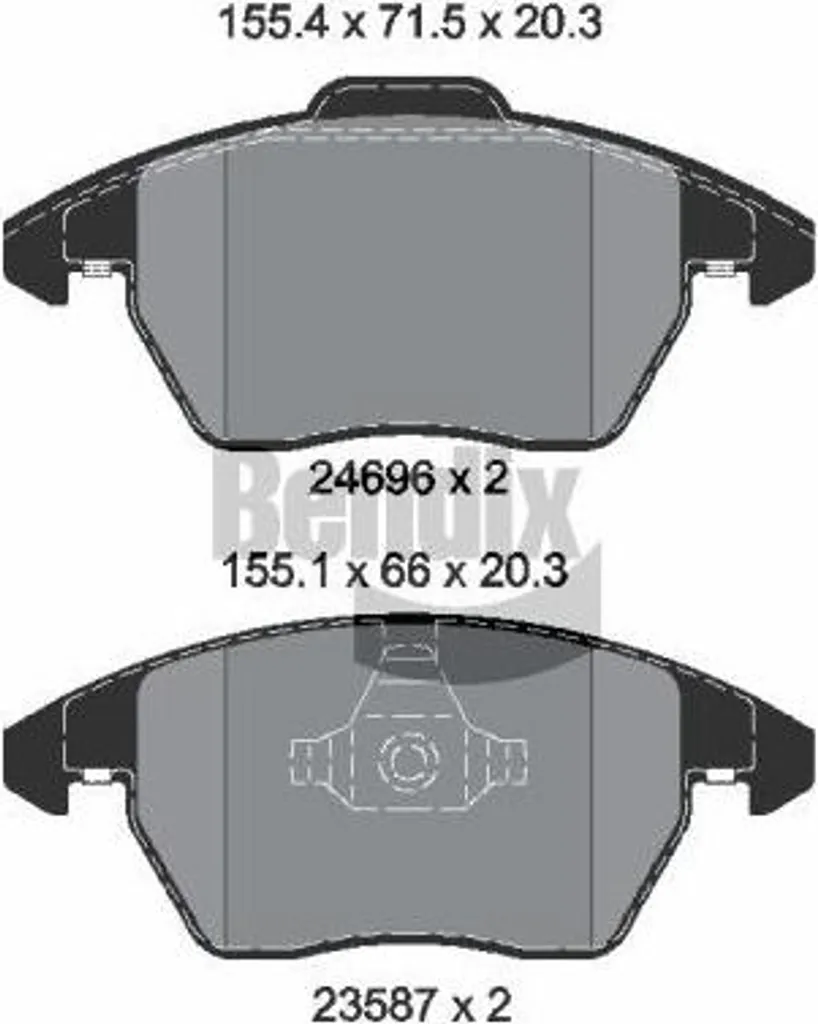 Plaquettes de frein BENDIX BPD1557 OE 8X0698151 pour Audi A1 Ibiza Polo