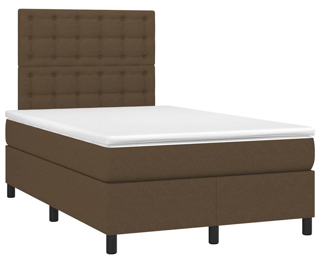 vidaXL Boxspringbett mit Matratze Dunkelbraun 120x190 cm Stoff