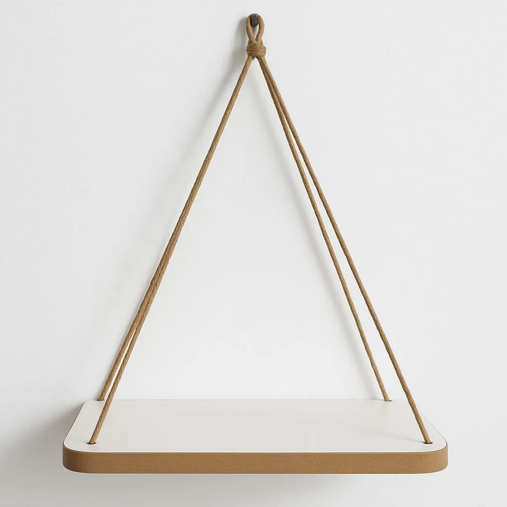 Étagère murale Vintage 3 pièces en MDF et jute - Set décoratif robuste