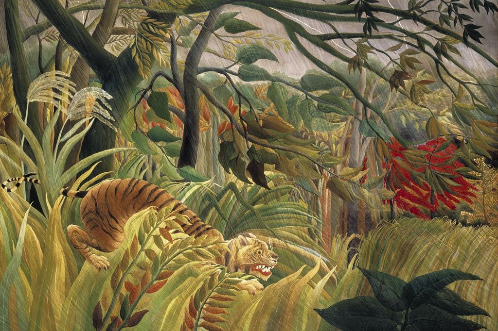 Plakat 30x20cm Tiger im Sturm, Rousseau Vintage für das Wohnzimmer