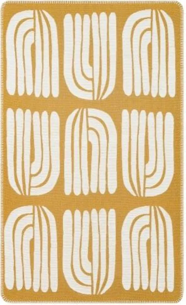 Tapis Kelim Arya Neo 10 pour entrée blanc et jaune 75x180 cm décoratif