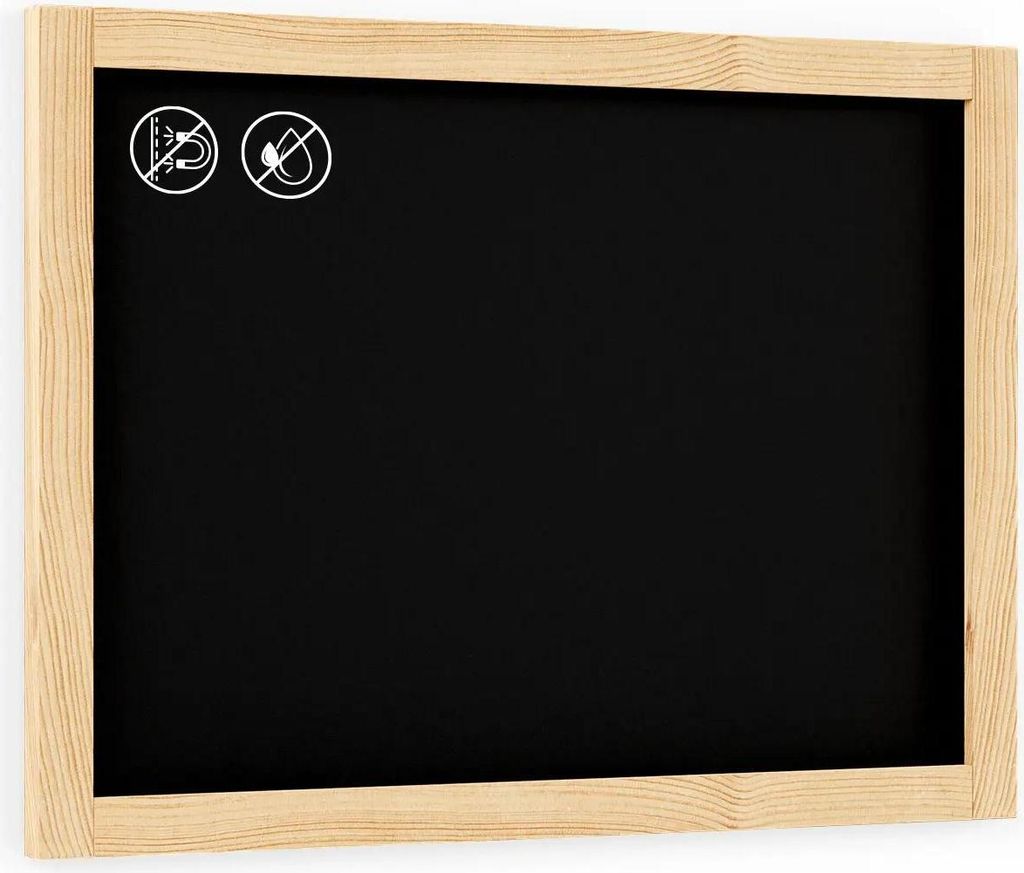 Lavagna nera con cornice in legno naturale 70x50 cm Immagine del prodotto 