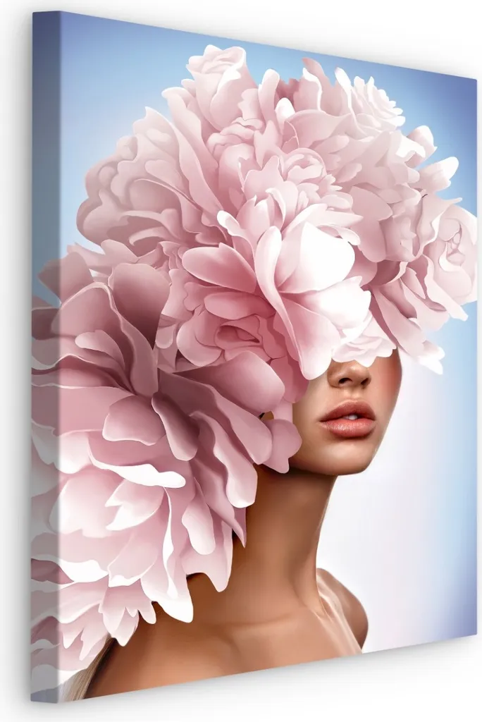 Wall Art Moderna: Quadro Donna Astratta Fiori Rosa 70x100 XXL