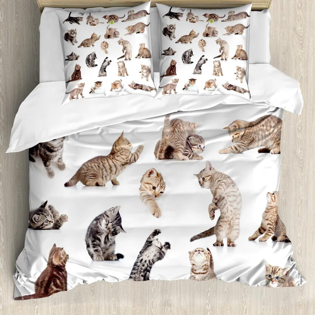 Set Copripiumino ABAKUHAUS Gatto 155x220: Comfort e Stile Felino
