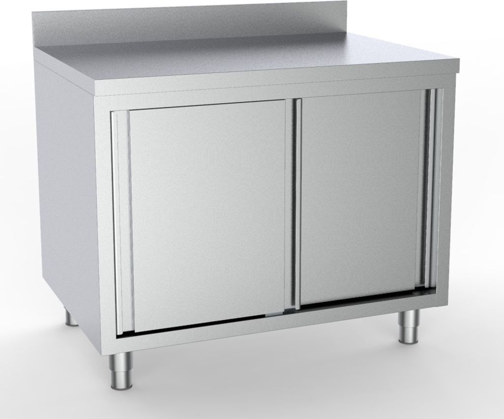 CHEFGASTRO 700 Arbeitstisch Edelstahl Schiebetüren Aufkantung 1800 BxTxH 1800x700x850 mm