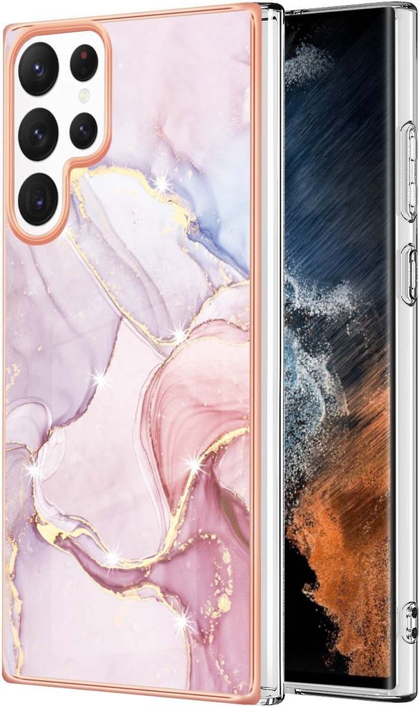 Galaxy S23 Ultra Hülle, Muster Handyhülle Stoßfest TPU Bumper Schutzhülle für Samsung Galaxy S23 Ultra Pink