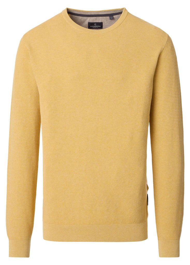 CASAMODA Herren Pullover Langarm Rundhals Regular Baumwolle Gelb 3XL