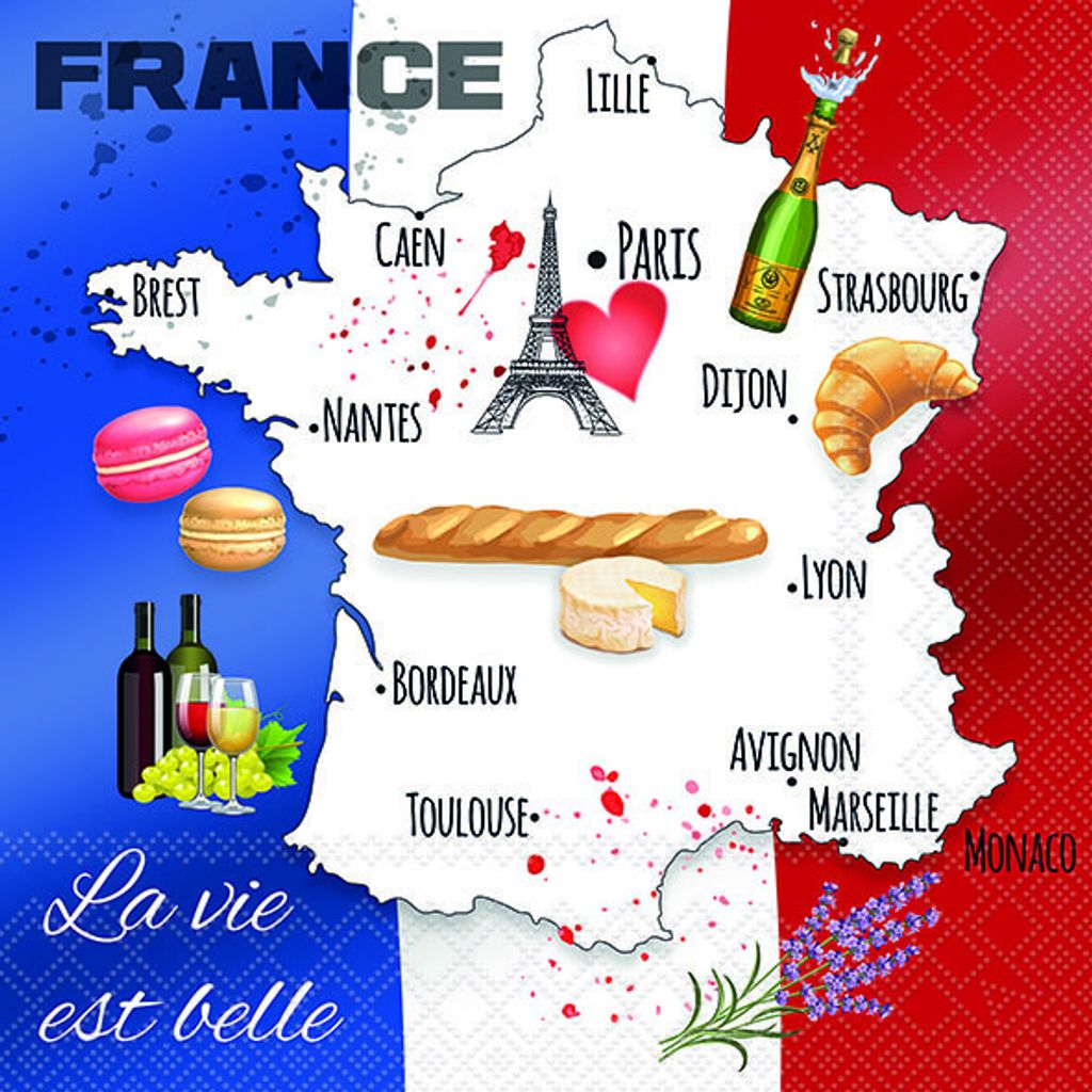 20 Servietten La Vie Est Belle - Frankreich ́s schöne Seiten 33x33cm