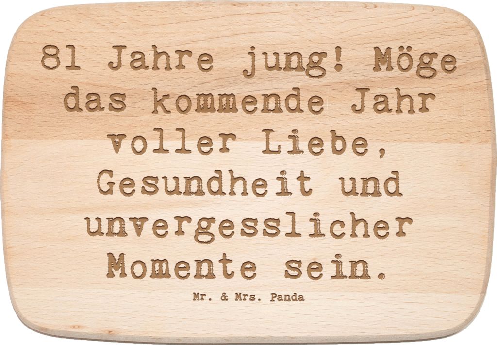 Mr. & Mrs. Panda Frühstücksbrettchen Spruch 81. Geburtstag - Transparent - Geschenk, Geburtstagsfeier, Feier, Gesicht, Holzbrett, Frühstücksbre...