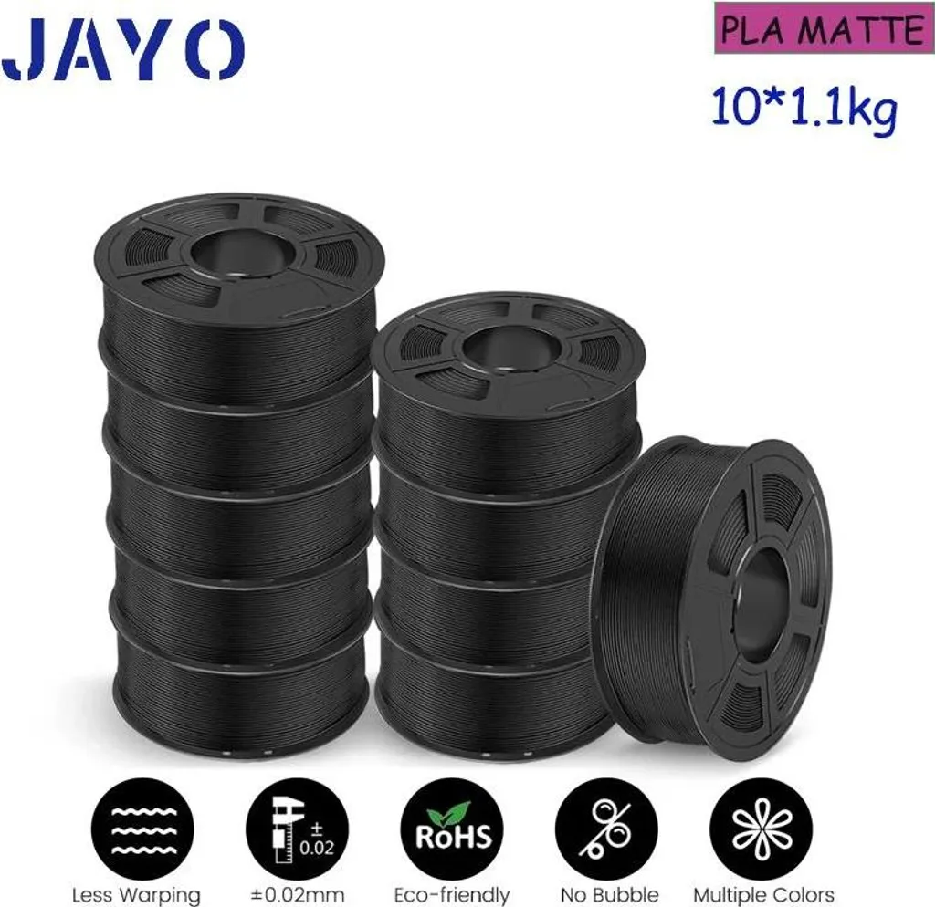 Filament 3D Anti-Obstruction PLA Matt Noir, Zéro Bulle et Haute Vitesse
