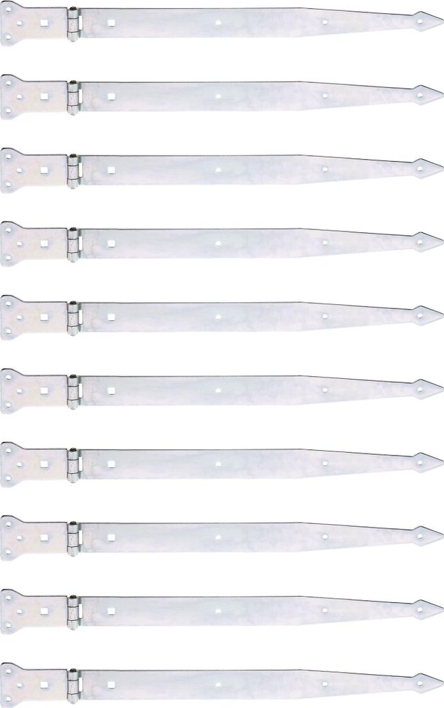 Alberts 845582 Werfgehänge, mit vernietetem Stift, galvanisch verzinkt, dickschichtpassiviert, Band 500 x 45 mm, Scharnier 101 x 63 mm, 10er Set
