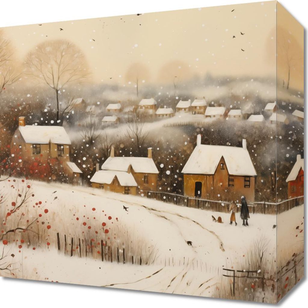 Bild 30x30cm Dorf Eingehüllt in Schnee