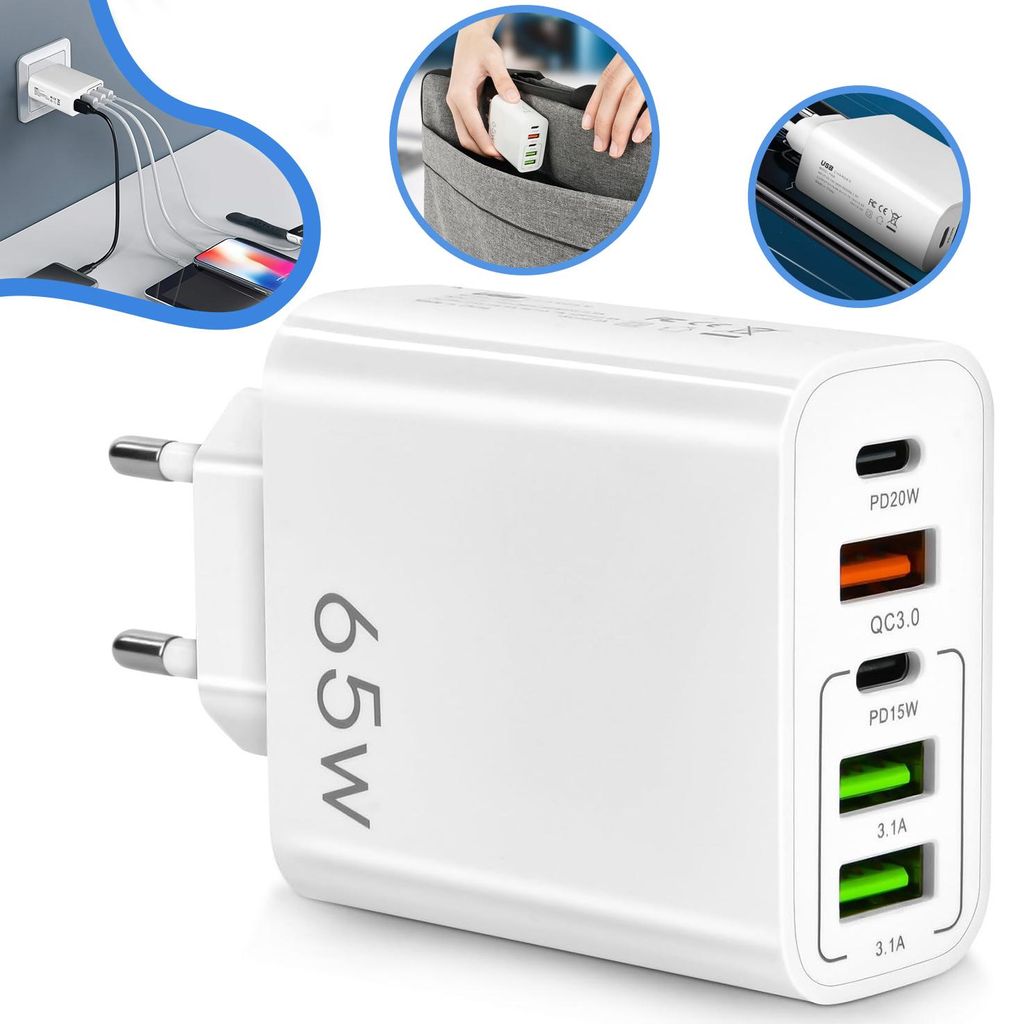Multi USB C Ladegerät, 5 Ports Mehrfach Ladegerät mit Produktbild 
