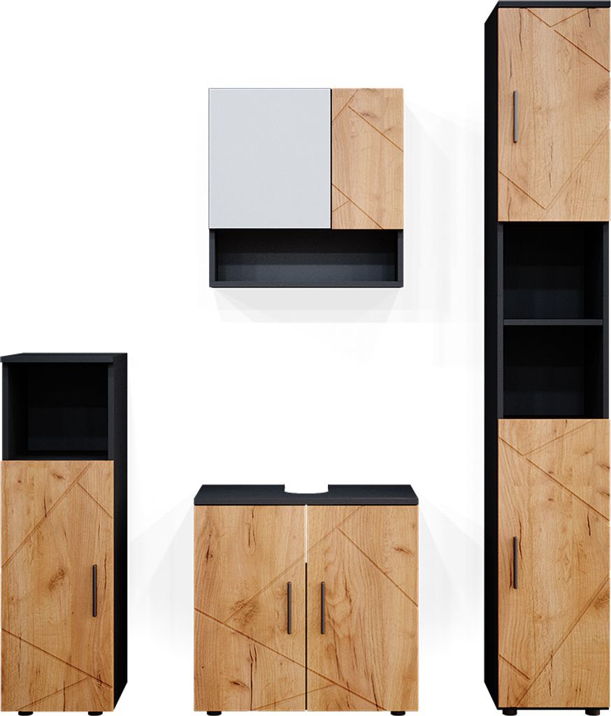 Vicco Badmöbel-Set Irma, 4 Teile, mit Hochschrank, Produktbild 1