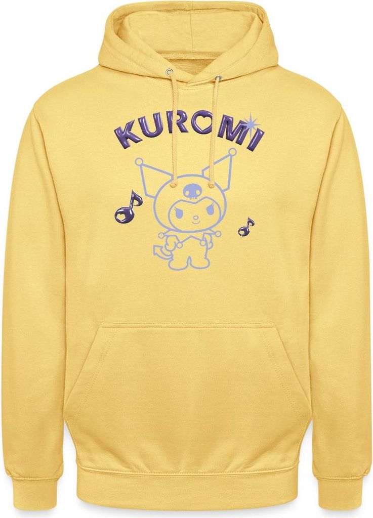 Spreadshirt Kuromi Outline Mit Chrome Schriftzug Uni Hoodie, S, Zitronengelb