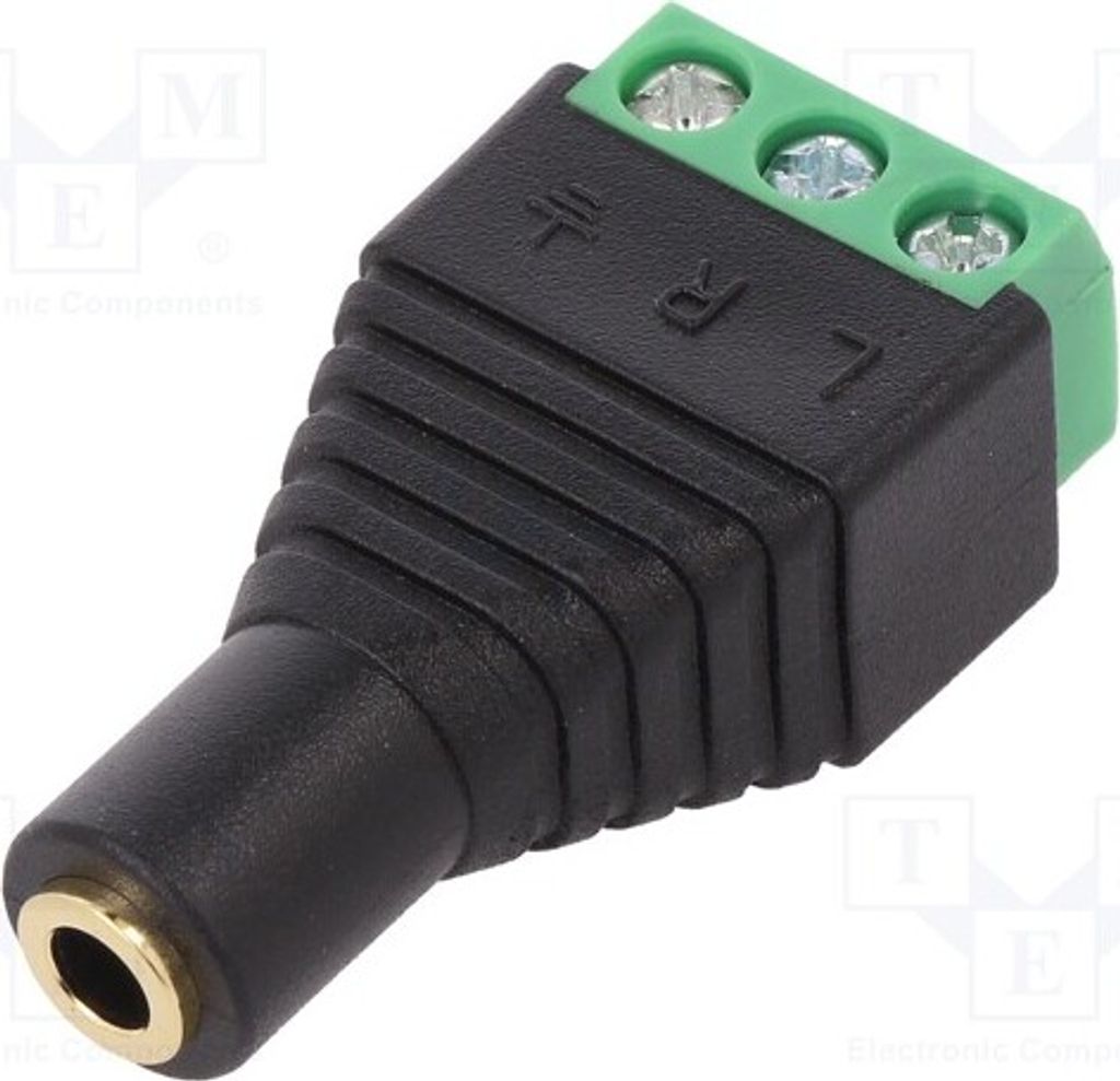 1x Anschluss: Adapter Jack 3,5mm Buchse 3pin,Klemmleiste PIN: 3 JACK3.5S-F-TB Kli