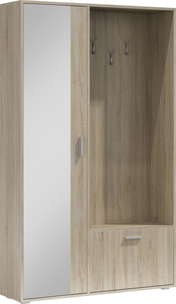 Marmex Möbel Kompaktgarderobe BIS SONOMA mit Spiegel und ausziehbarer Kleiderstange