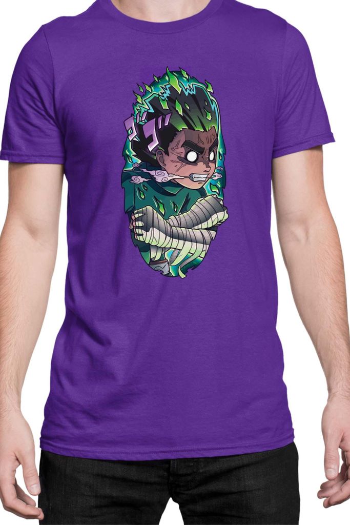 Herren T-Shirt Naruto Rock Lee 8 Gates, Man 2XL / Lila