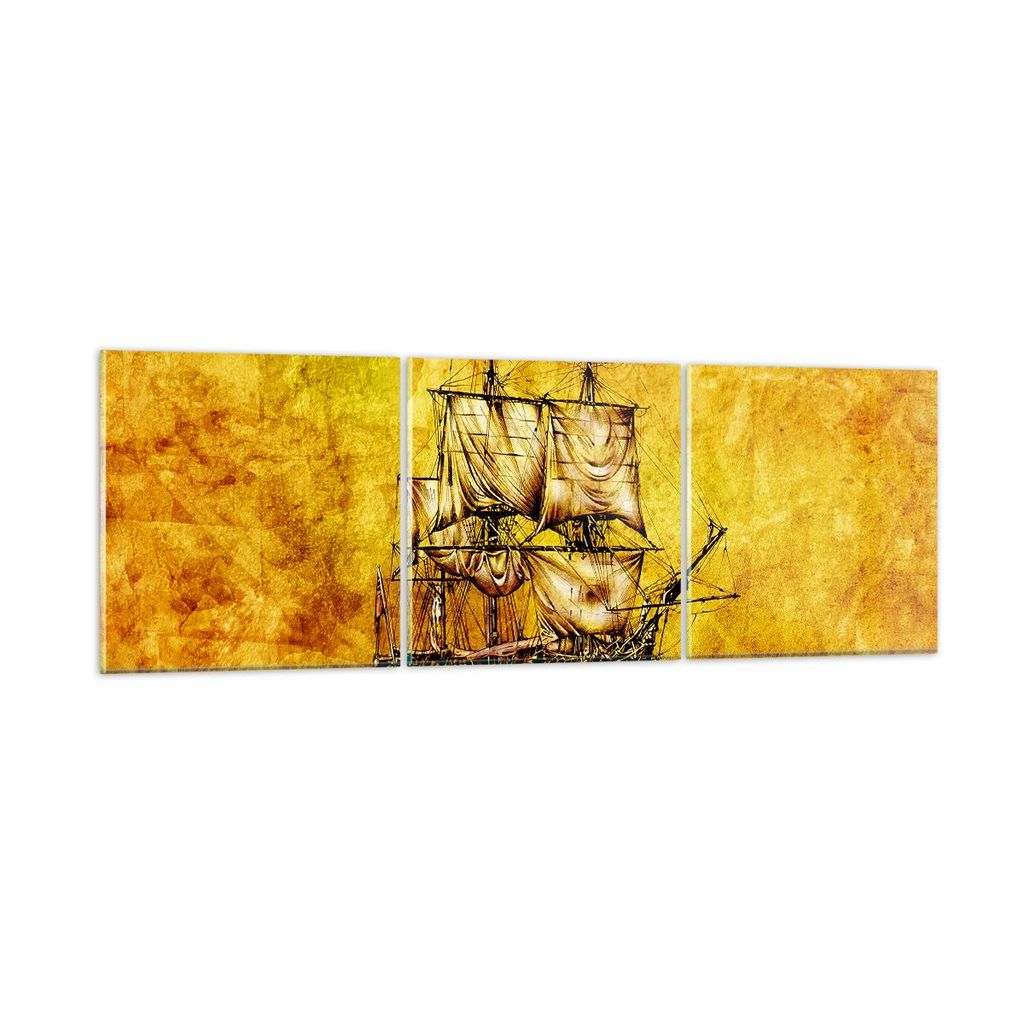 Bilder auf glas - Piratenschiff Ozean Schatz - 150x50cm - Glasbilder - Wandbilder - Kunstdruck - zum Aufhängen bereit - Wanddekoration aus Glas - ...