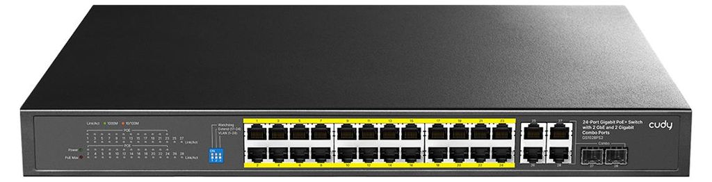 CUDY GS1018PS2 16-Port Gigabit Switch PoE+, 2x RJ45 Uplink, 2x SFP, 200W