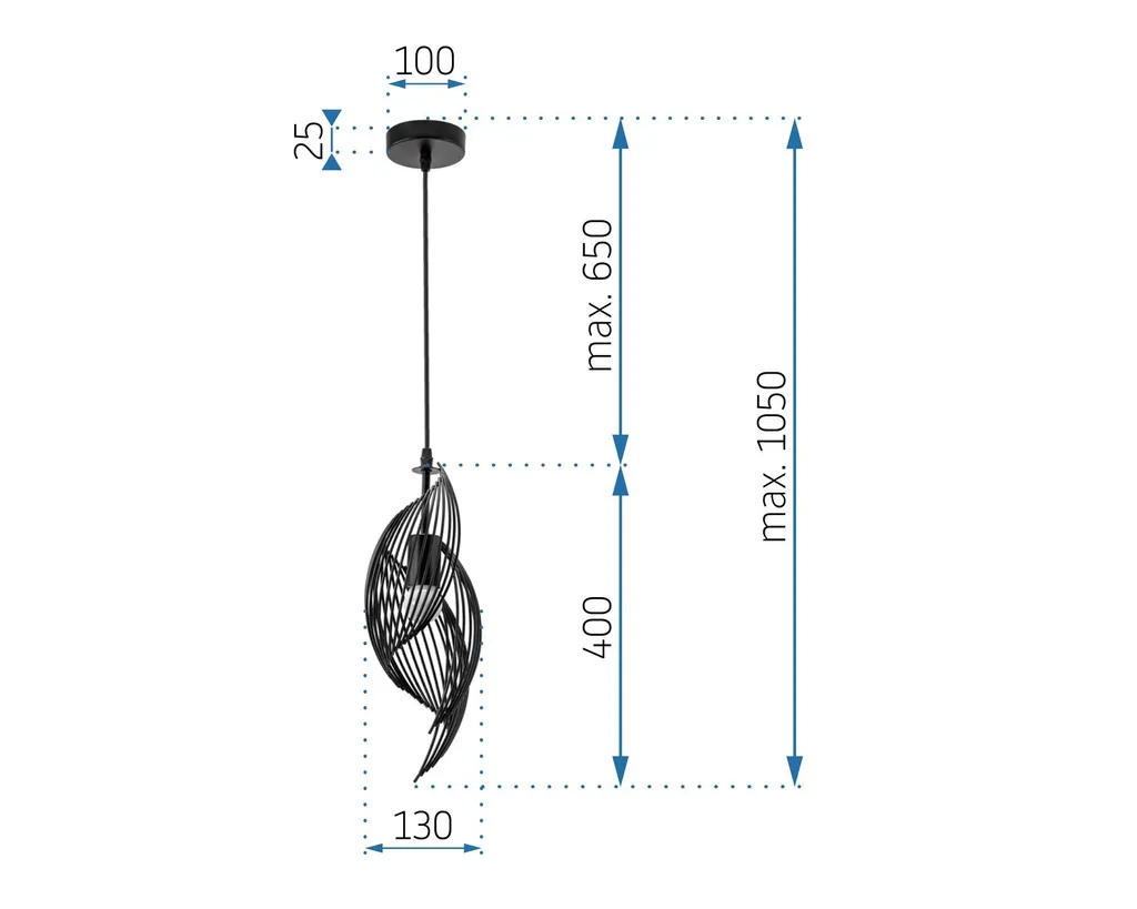 Suspension Toolight APP977-1CP Black : Éclairage Chic et Anti-Éblouissement - 7