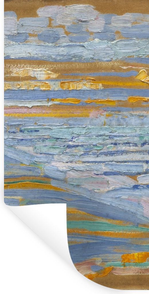 MuchoWow Wandtattoo Wandsticker Wandaufkleber Blick auf den Strand und die Seebrücke von den Dünen aus - Piet Mondrian 40x80 cm Selbstklebend u...