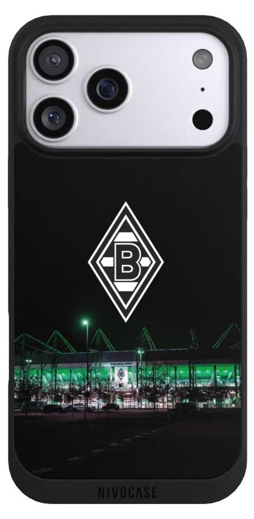 NIVOCASE Handyhülle für Apple iPhone 17 Pro Max Hülle NIVOpure Case Schwarz Borussia Mönchengladbach Offizielles Lizenzprodukt Stadion