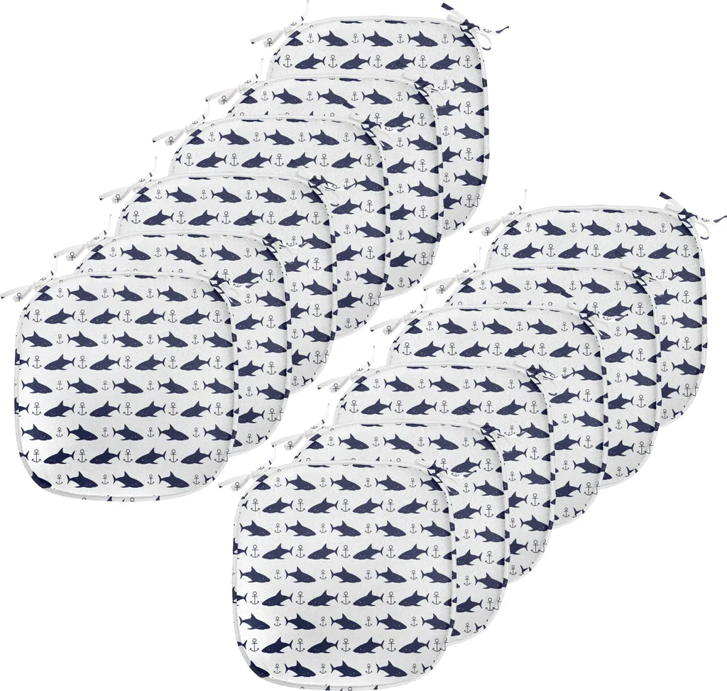Coussin de Chaise avec Sangles Lavable et Imperméable 40cm Lot de 12
