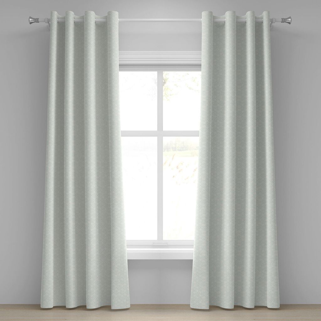 ABAKUHAUS Elfenbein und Blau Ösenvorhang, Monochrome Sterne und Gitter Design inspiriert Blumenmuster Formen, Dekorative 2-Panel-Fenstervorhänge,...