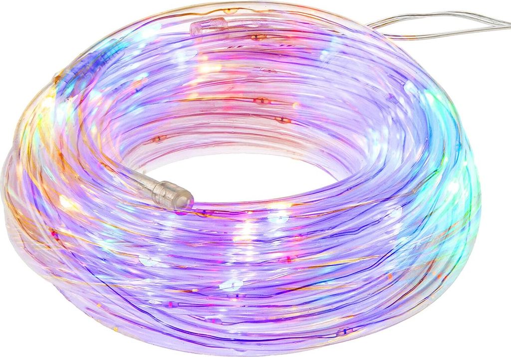 SPRINGOS Lichtschlauch Lichterschlauch 5,7 m lang 50 LEDs mehrfarbig für innen und Außen 8 Lichprogramme
