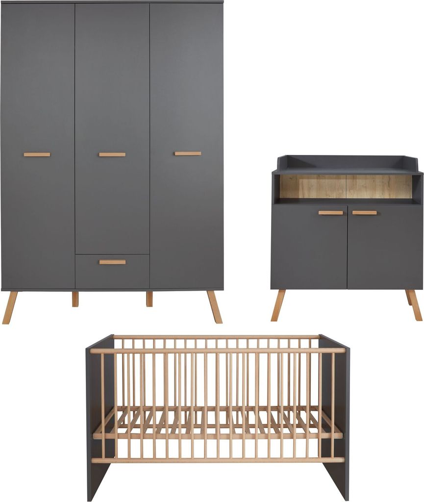trendteam Babyzimmer 3-teilige Kombination Mats Grau Produktbild 