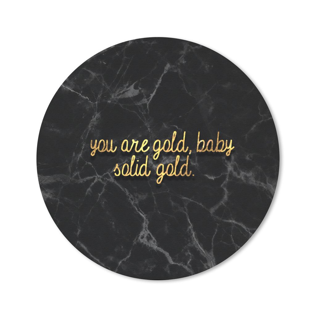 MuchoWow Mauspad Mousepad Zitate - Gold - Marmor - Schwarz 50x50 cm - Mousepads - Maus Mat - Pad - Mausunterlage - Vinyl