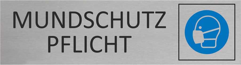 CombiCraft Aluminium Türschild Mundschutzpflicht 165x45mm mit 3M-Tape