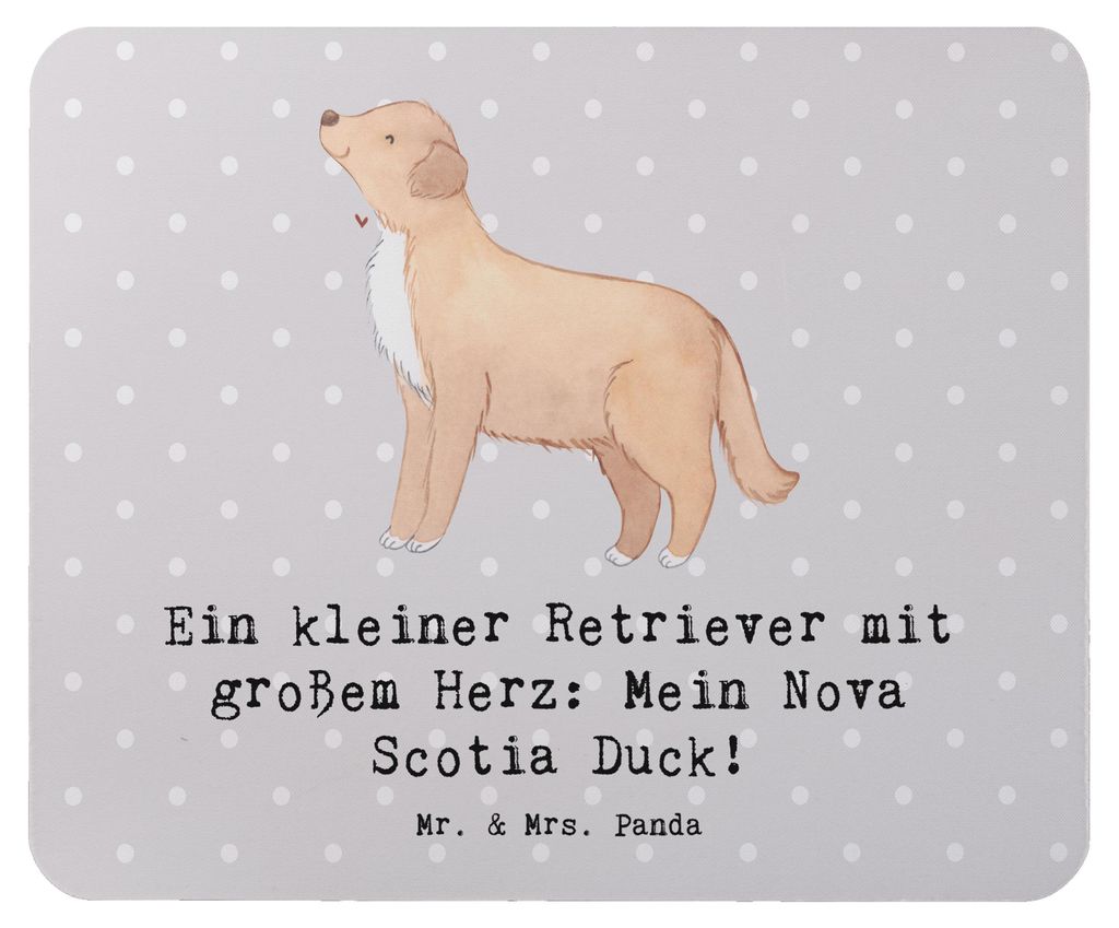 Mr. & Mrs. Panda Mauspad Nova Scotia Duck Herz - Grau Pastell - Geschenk, laptop mousepad, Hunderassen Eigenschaften, Hundeliebhaber, Hundesport, H...