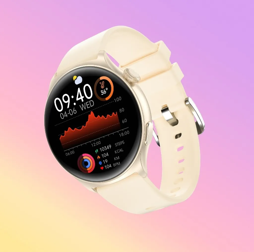 Montre connectée MX16 Or avec appels Bluetooth et écran HD de 1,43 pouce