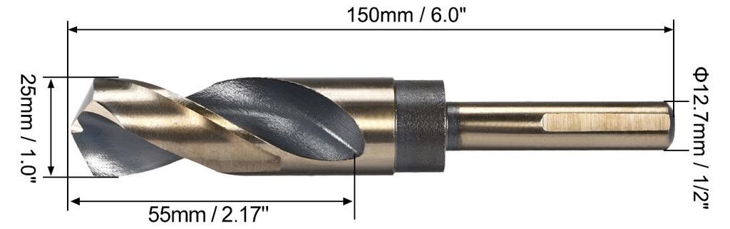 Reduziertem Spiralbohrer 25mm Schnellarbeitsstahl 4341 1/2 Zoll Schaft