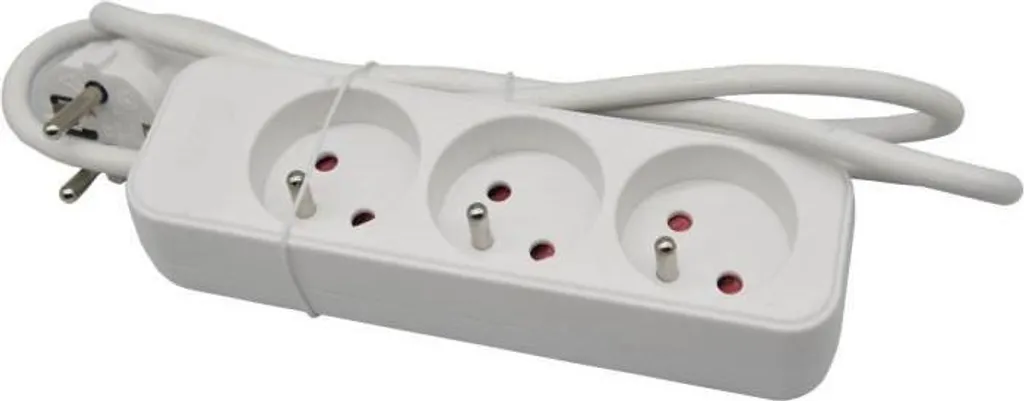 Ciabatta 3 Prese GAO Norma NF - Multipresa Sicura con Cavo 1m Bianco