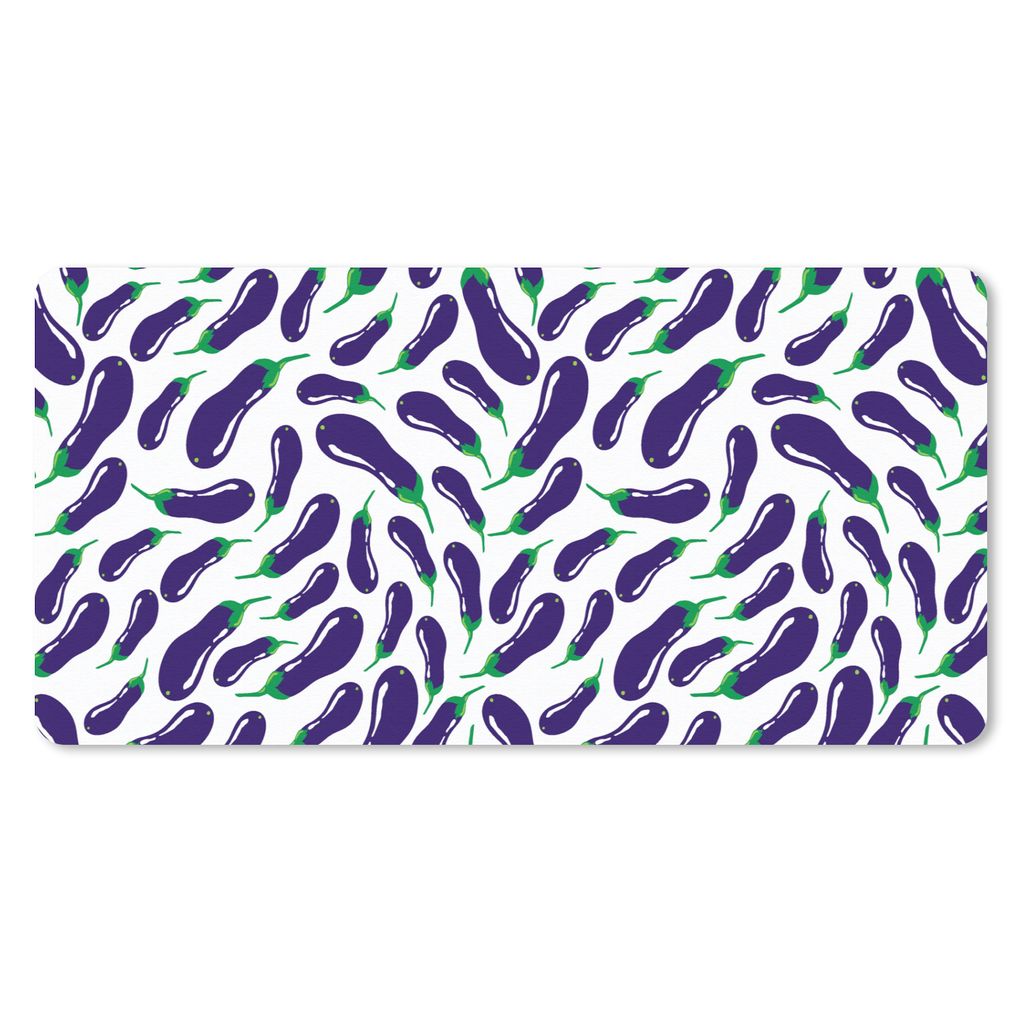 MuchoWow Mauspad Mousepad Aubergine - Gemüse - Muster 60x30 cm - Mousepads - Maus Mat - Pad - Mausunterlage - Nachhaltig