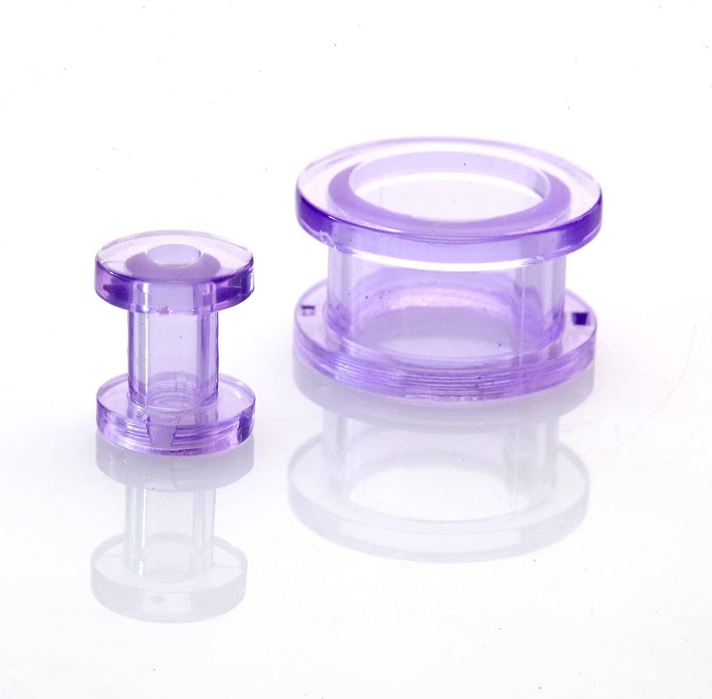 Ohr Flesh Tunnel Piercing Acryl Screw on Purple UV Transparent.1395.B.4mm
