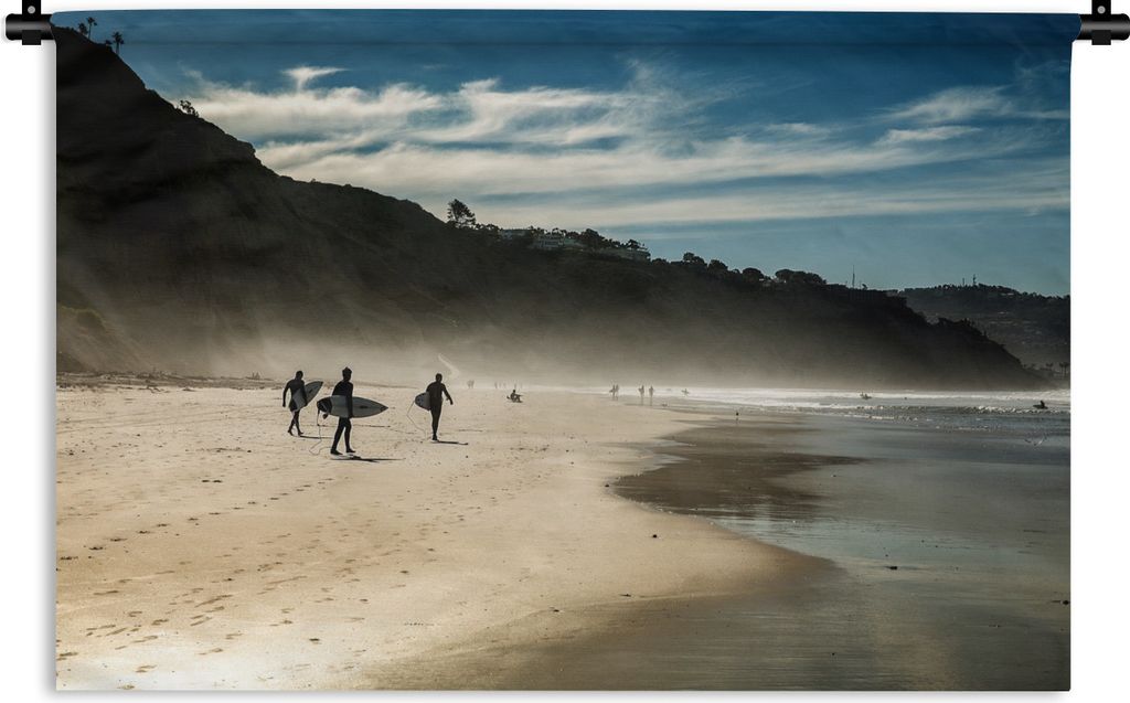 MuchoWow Wandteppich Wandbehang Surfer am Strand 90x60 cm Tapisserie Dekoration Wandtuch - Wandskulpturen - Bildteppich