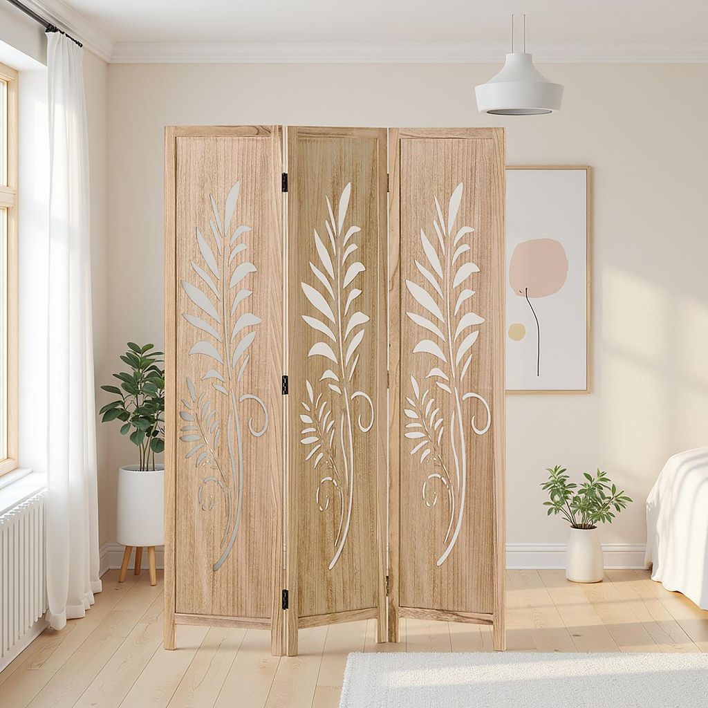 Homestyle4u Paravent Raumteiler 3 teilig Holz Trennwand Produktbild 