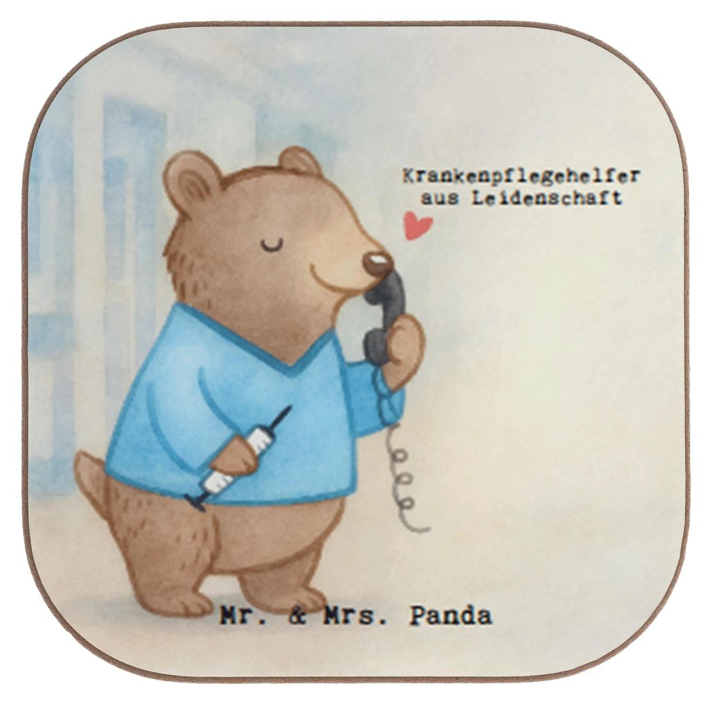 Mr. & Mrs. Panda Holzuntersetzer Krankenpflegehelfer Leidenschaft Design - Weiß - Geschenk, gläseruntersetzer, Ausbildung, Spruch, Untersetzer Gl...