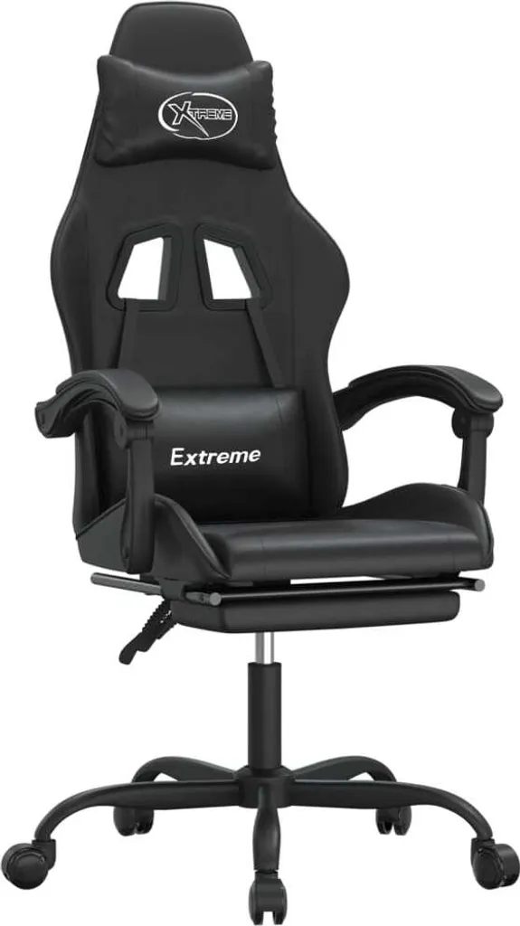 vidaXL Sedia da gioco con poggiapiedi girevole in ecopelle nera