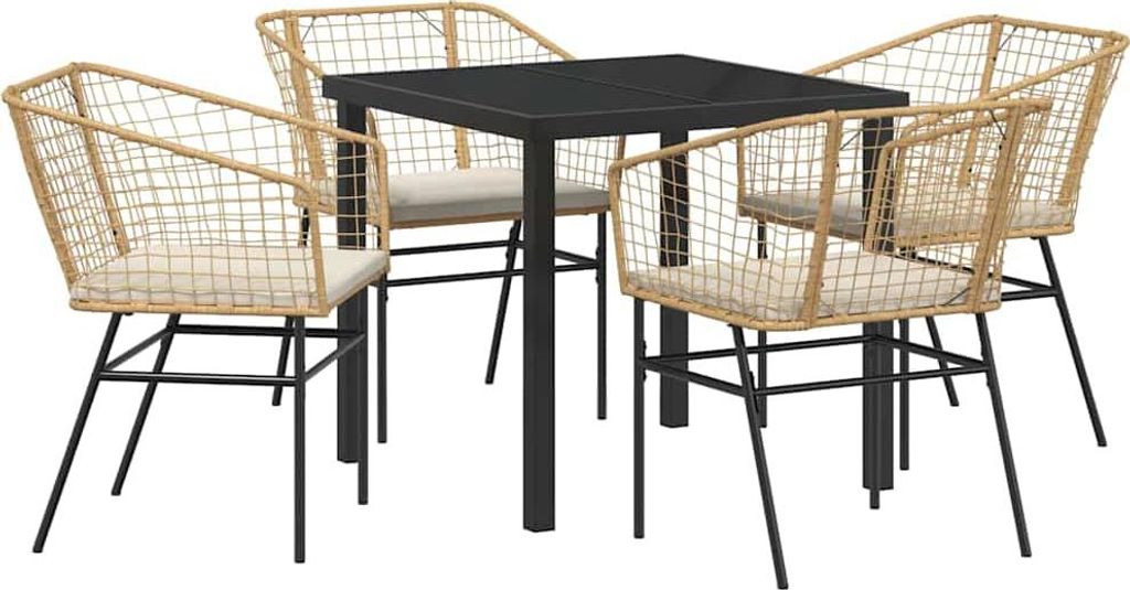 Garten Essgruppe 5 pcs Braun Poly-Rattan