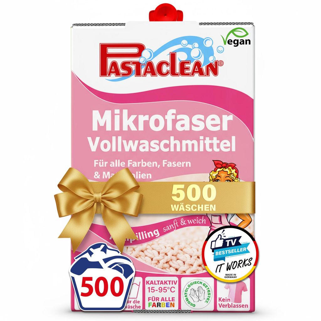 Pastaclean Mikrofaser Vollwaschmittel 5 Liter Vorratspack – Waschmittel Konzentrat 500 Wäschen