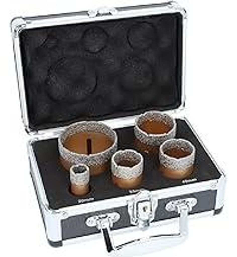 BTEC Fliesenbohrkronen Set für Winkelschleifer M14 Aufnahme Lochsägen Fliesenbohrkrone 20, 35, 40, 50 und 68mm für Feinsteinzeug, Granit, Marmor...