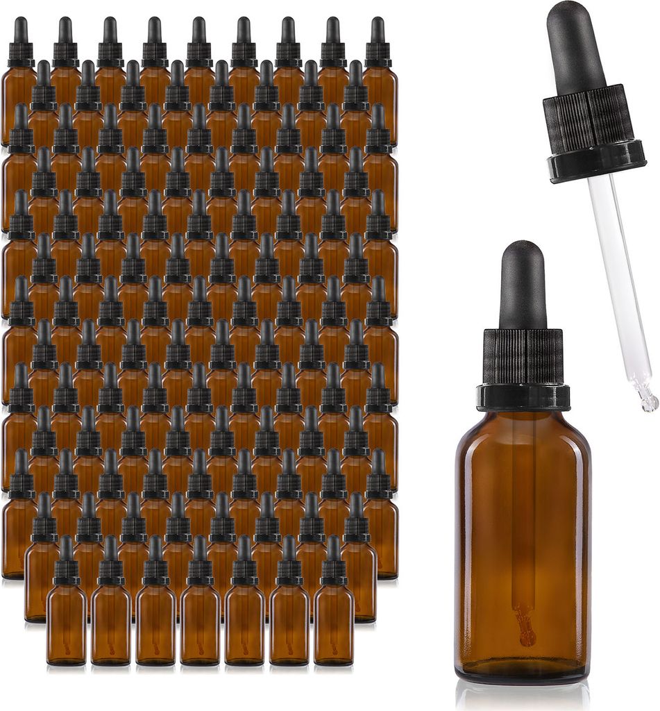 Oputec 143x 30ml Pipettenflaschen aus Braunglas – Tropfflasche mit Glaspipette für ätherische Öle, Kosmetik & Aromatherapie